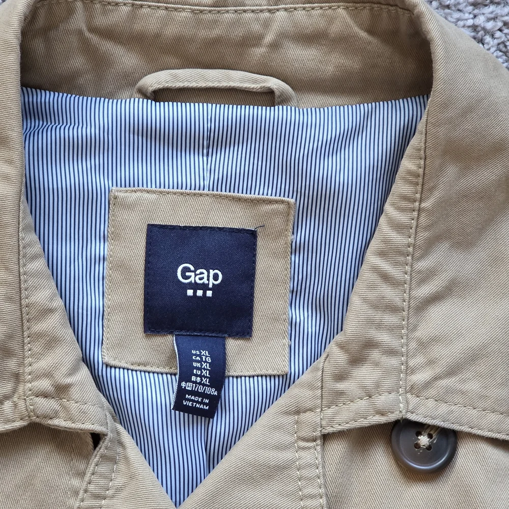 Gap Womens Trench Coat Jacket Belted Khaki Double Breasted Womens XL - Picture 3 of 8